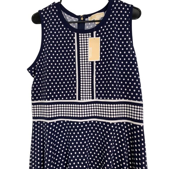 NWT Michael Kors Womens XL Navy Stretch Jersey Dot Sleeveless Dress RT10535 - Picture 2 of 8